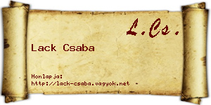 Lack Csaba névjegykártya